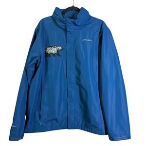 EDDIE BAUER Jacket Large Rain Waterproof Breathable Windbreaker Custom Patches